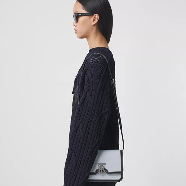 【バーバリー ショルダーバッグ コピー】スモール コットンキャンバス&レザー TBバッグ 80321371